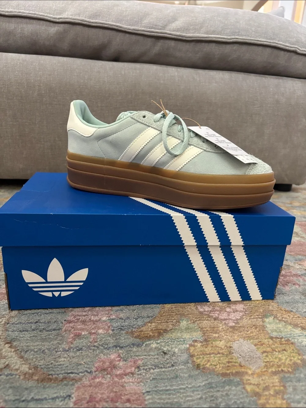 adidas Light Mint Green Platform Sneaker with Gum Sole